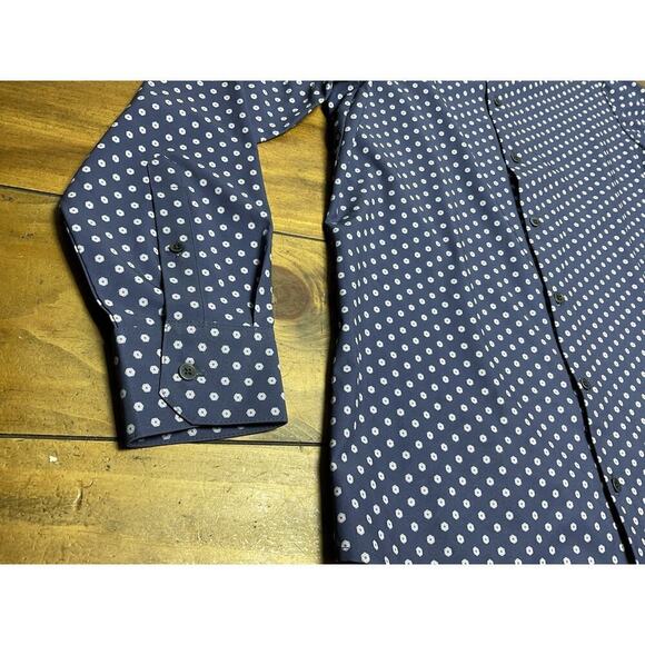 Mizzen + Main Medium Trim Leeward Blue Pink Floral Button Up Casual Preppy - Picture 6 of 12